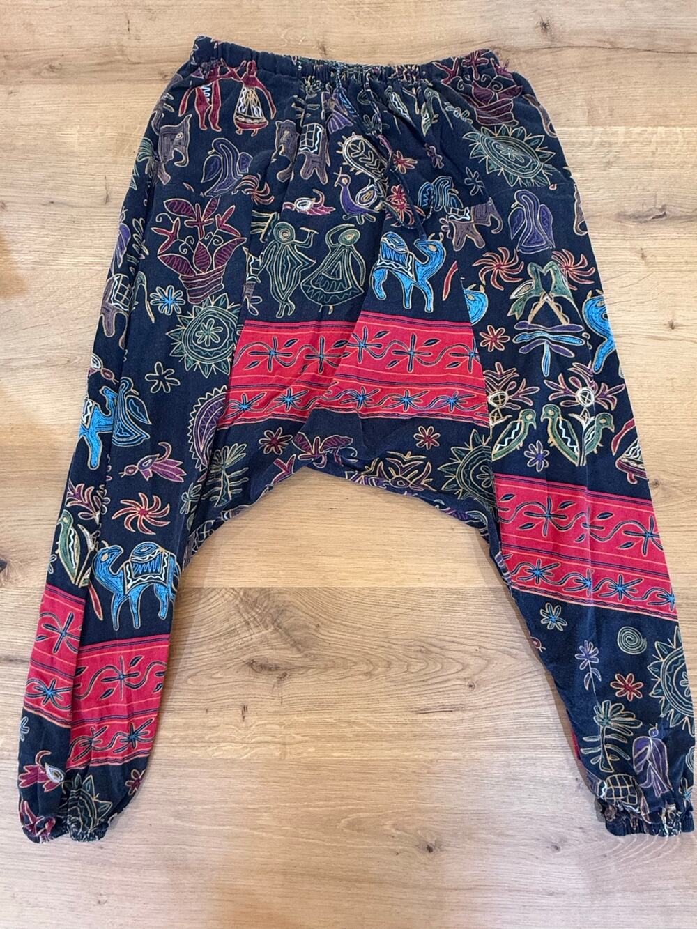 Kathmandu Style Boho Drop Crotch Harem Pants Cotton Graphic Elephant - M L 3XL⁠